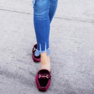 Franco Sarto Pippa Velvet Mules Gold Horsebit